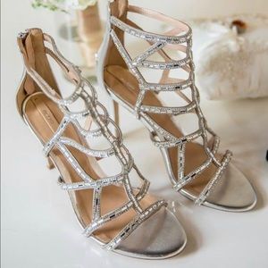 ALDO Norta Silver Caged Evening Sandals (sz 8.5)